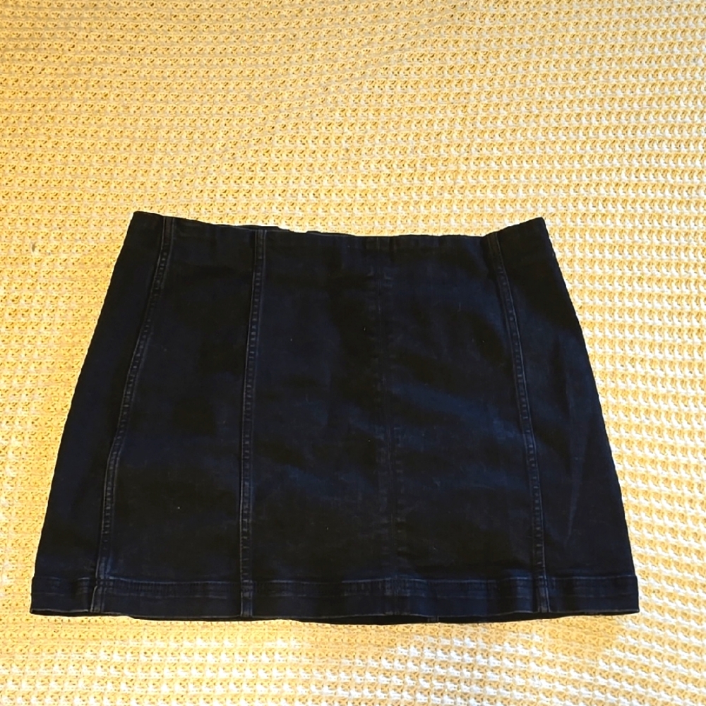 Black Stretch Denim Mini Skirt